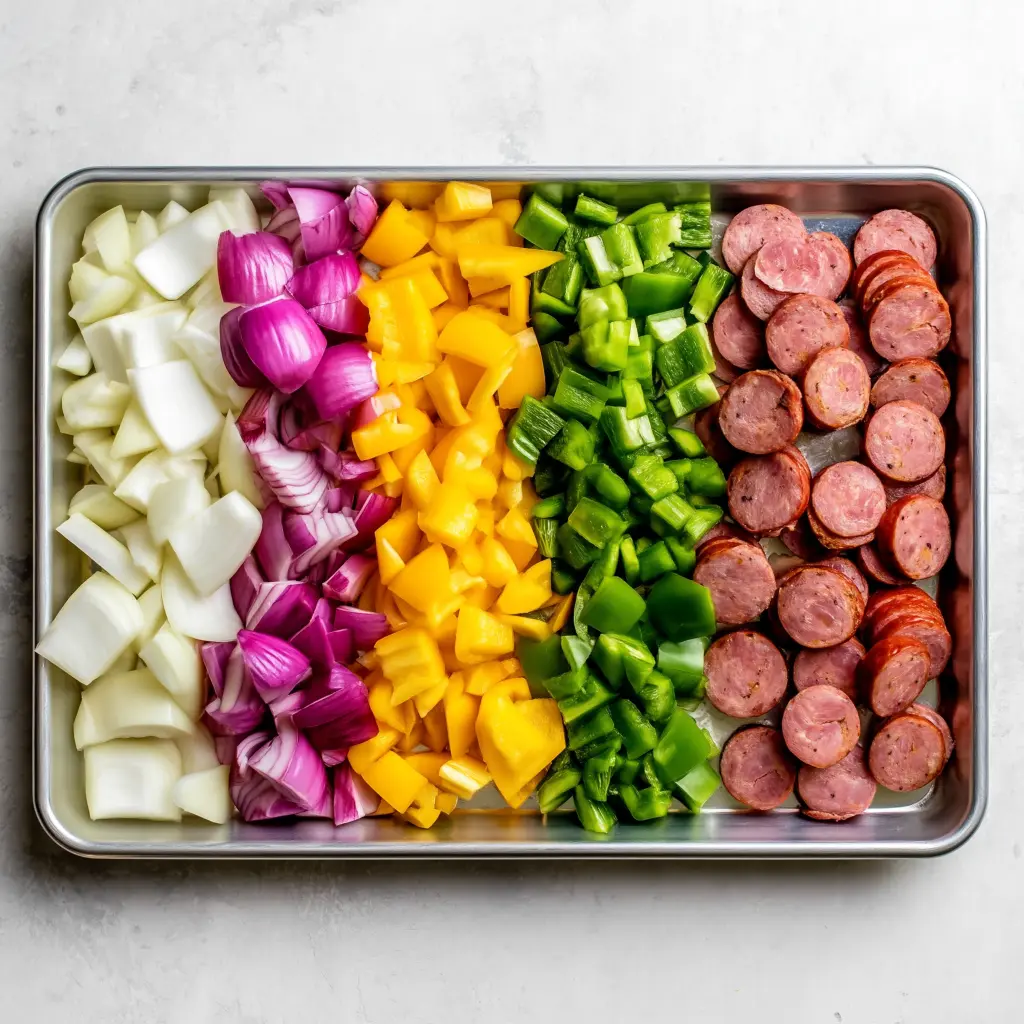 sheet pan sausage and veggies