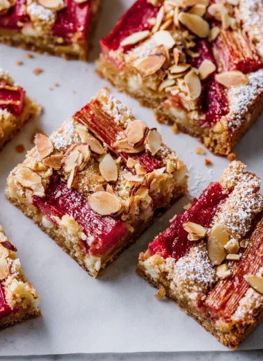 Rhubarb White Chocolate Blondies